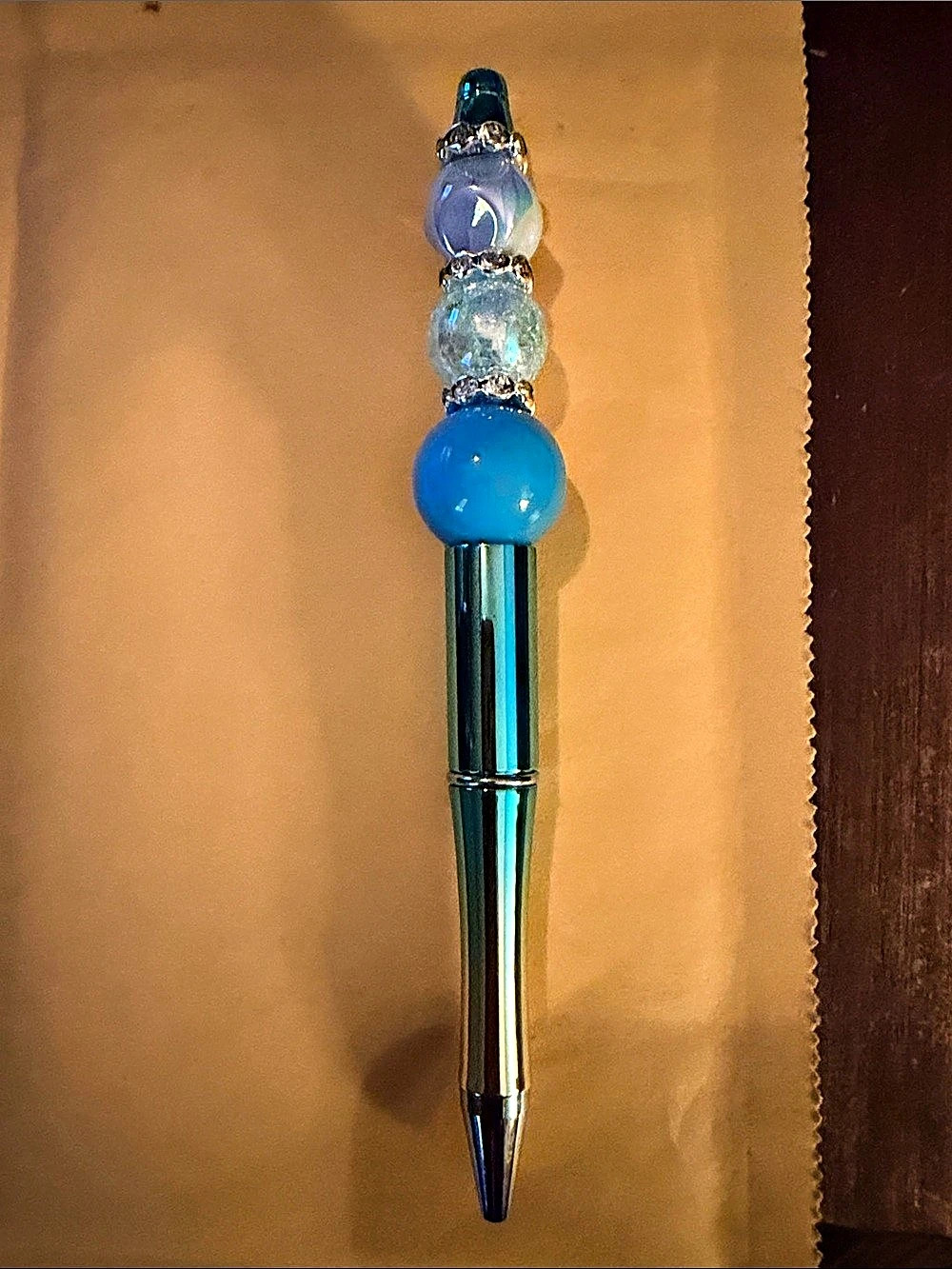 Blue Beaded Decorative Pen
